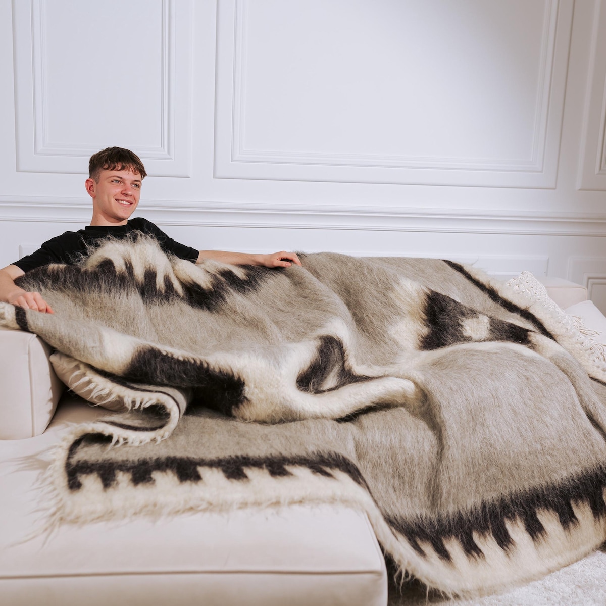 Handwoven Natural Wool Blanket