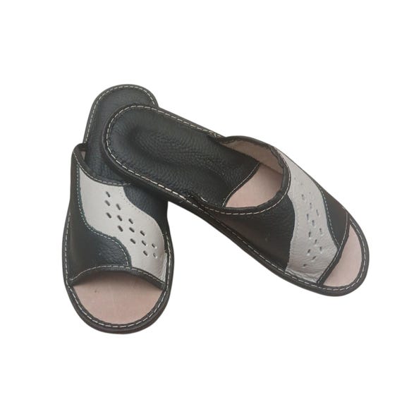 Handmade Leather Slippers: Open Toe Breathable House Shoes