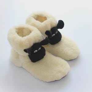 Handmade Natural Sheep Wool Slippers for Women | Soft Warm Wool Booties | Cozy Indoor Footwear | Sizes US 5.5-10 / EU 36-41