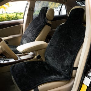 Premium Sheepskin Car Seat Cover for Front Seats – Warm, Cozy & Durable – Universal Fit, Luxury Interior Accessory