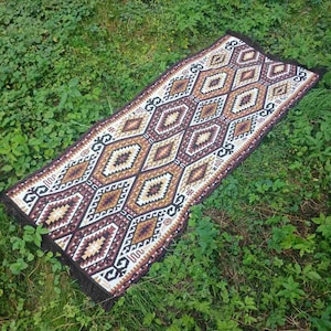 Handwoven Cotton Rug – 31&quot;x81&quot; (78x205 cm) | Ethnic Runner Carpet | Ukrainian Folk Tapestry | Boho Decor | 100% Natural Cotton