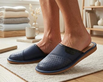 Handmade Leather Slippers: Open Toe Breathable House Shoes