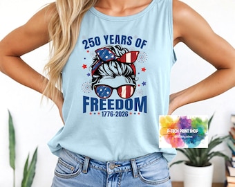 Camiseta para mujer del 4 de julio, Camiseta de 250 años de libertad, Camiseta del 250 aniversario de EE. UU., Camiseta Comfort Colors