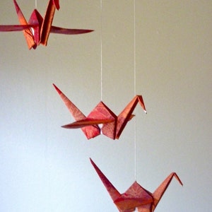 Origami Crane Mobile Eco Friendly Baby Mobile Children Decor Nursery Home Decor Fall Nature Birds Kids Bedroom image 3