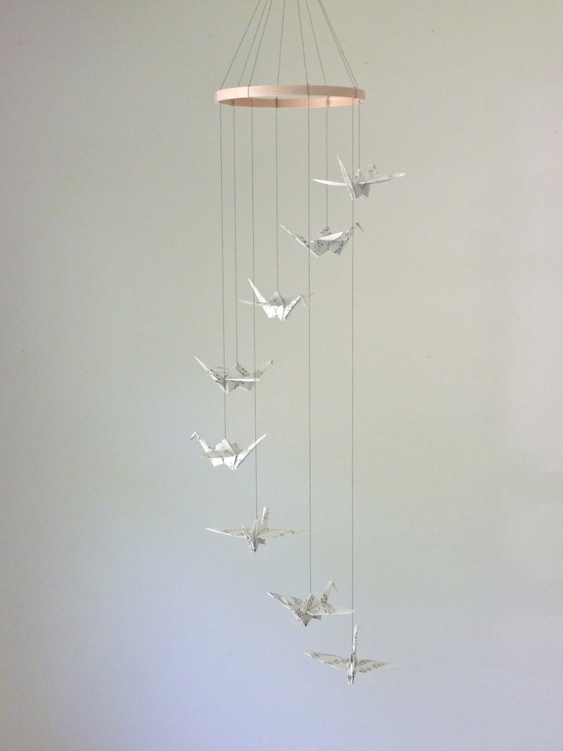 Origami Crane Mobile Baby Mobile Eco Friendly Children Decor Etsy