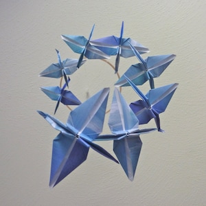 SALE - Origami Crane Mobile Children Decor Baby Mobile Eco Friendly Blue Art Nursery Home Decor Blue Nautical Bedroom