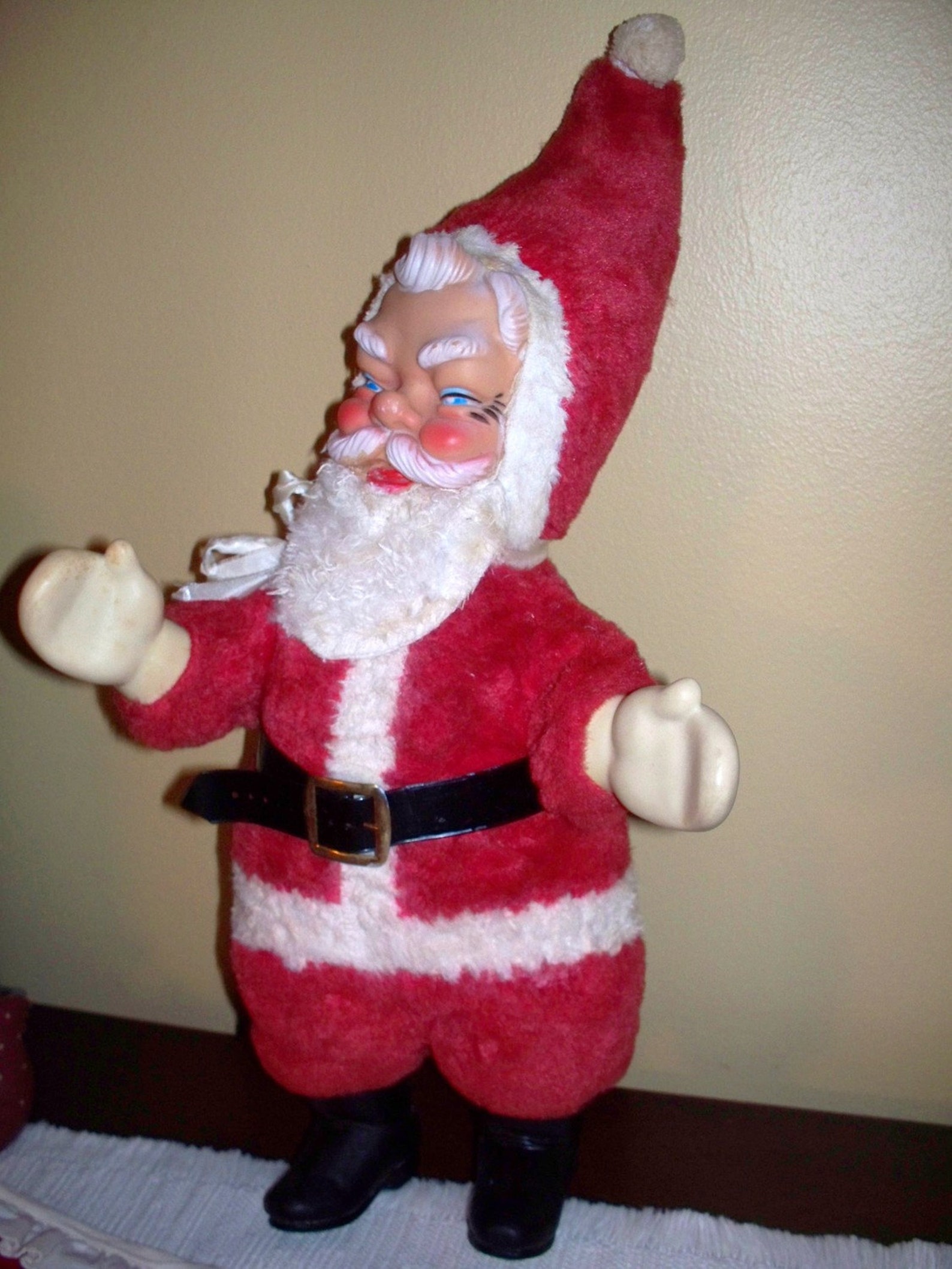 Vintage Santa Doll 1950's Plush Rubber Face Hands Boots Etsy