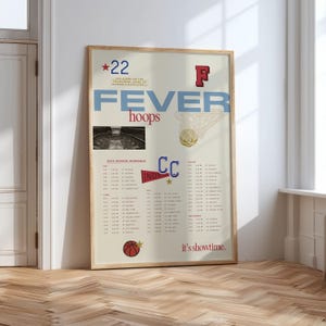 2025 Indiana Fever Schedule Poster | Digital Download | Retro Letterman Style | Caitlin Clark Tribute