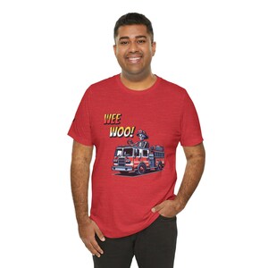 Skeleton Firefighter WEE WOO! Funny Fire Truck Siren Shirt ~ Dark Humor First Responder Tee