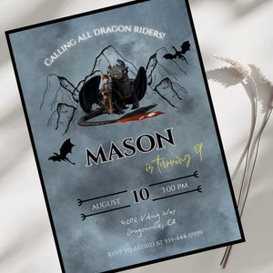 Toothless Birthday Invitation: How to Train Your Dragon Party (Digital Download)