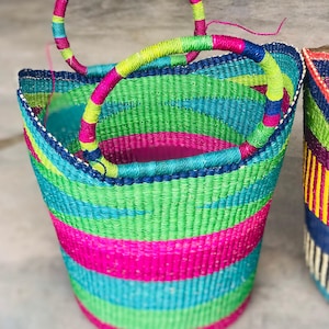 U Shopper Bolga koszyk, kosz spożywczy, duży kosz, okrągły kosz, koszyk rynku afrykańskiego, Bolgatanga