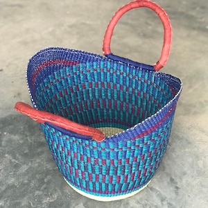 U Shopper Bolga koszyk, kosz spożywczy, duży kosz, okrągły kosz, koszyk rynku afrykańskiego, Bolgatanga