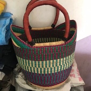 U Shopper Bolga koszyk, kosz spożywczy, duży kosz, okrągły kosz, koszyk rynku afrykańskiego, Bolgatanga
