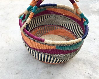 Bolga Lebensmittelkorb, großer Korb, runder Korb, afrikanischer Marktkorb, Bolgatanga ...