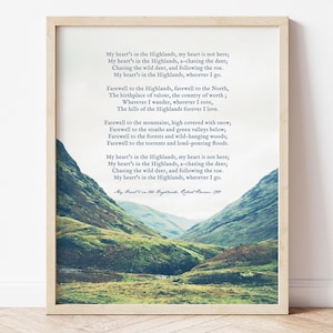 Scottish Highlands Poem Framed Scotland Wall Art Print Robert Burns poetry quote