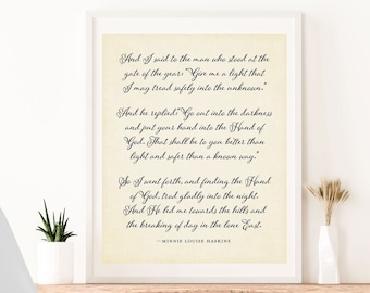 The Gate of the Year Poem Art Print, Minnie Louise Haskins Quote