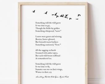 Wild Geese Poem Print Framed Custom Poetry Quote Canvas, personalizable