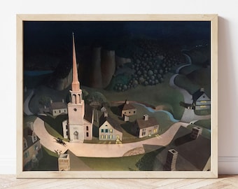 American art print Dark academia decor The Midnight Ride of Paul Revere by Grant Wood unframed