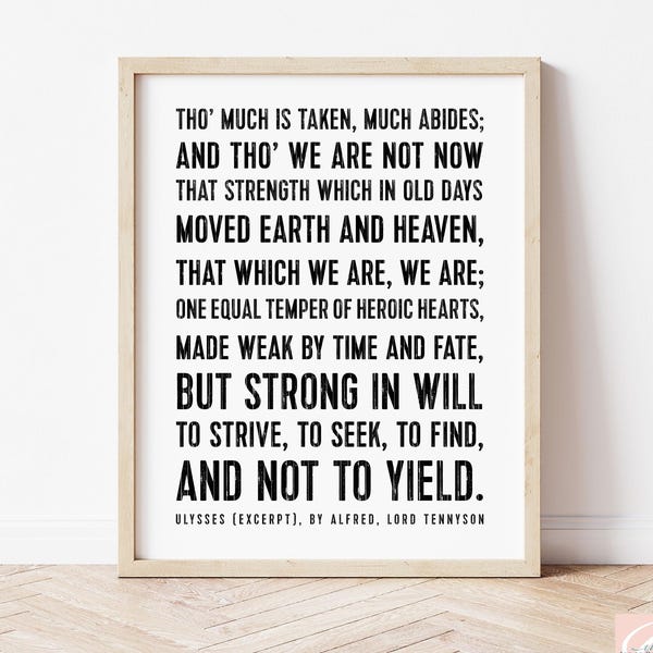 Ulysses Poem Print Framed: Tennyson Quote, Retirement Gift for him, To strive seek find