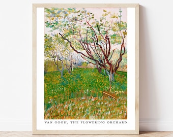 Van Gogh garden wall art print gardener gift Tree painting The Flowering Orchard garden painting print landscape garden print wall art decor