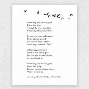 Wild Geese Poem Wall Art Print, Custom Poetry Quote Wall Art, Black and ...