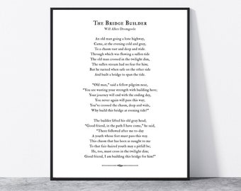 The Bridge Builder Poem Art Print Father's Day Gift Meaningful Dad gift for grandpa from grandkids Grandpa Gift from grandson Legacy quote