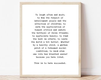 To Laugh Often and Much Print Encouragement Gift for women minimalist wall art Emerson success quote typewriter art print Mother's day gift