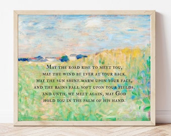 Irish Blessing: May the road rise to meet you, quote Framed Print or Canvas