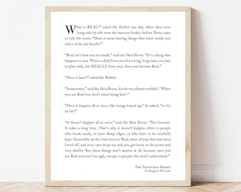 Velveteen Rabbit Book Quote Wall Art Print Wedding reading What is Real passage from the book minimalist quote book page wall art print