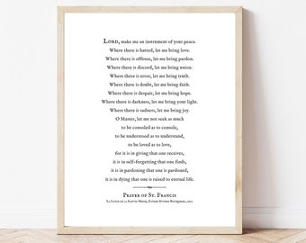 St Francis Prayer Art Print Holy Communion Gift Christian wall art personalized Lord make me an instrument of your peace Prayer quote print