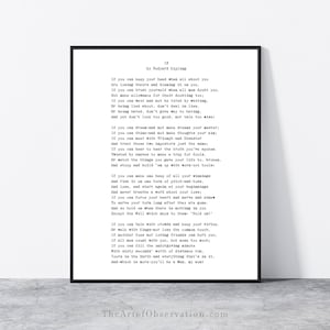 If Poem wall art print, Rudyard Kipling, Gift for Son from Dad