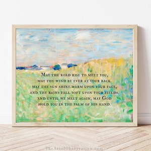 Irish Blessing Wall Art Print May the road rise to meet you Going away gift for her New home gift Impressionist landscape picture background