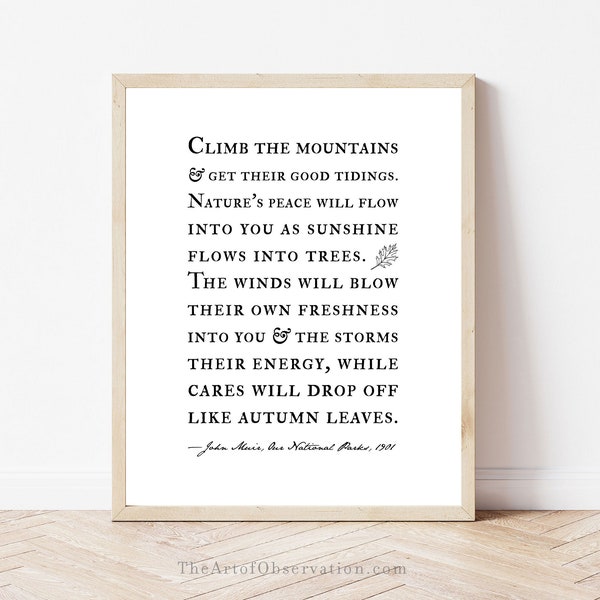 John Muir Quote Wall Art Etsy