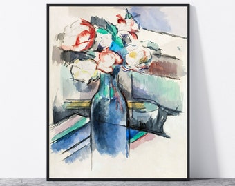 Cezanne Print flowers sketch Floral art Roses watercolor wall art print of Paul Cézanne still life painting sketch roses Cezanne poster