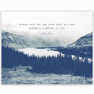 Custom John Muir Quote Wall Art Print Indigo Blue Mountains Picture ...