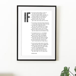 If Rudyard Kipling framed print or canvas Poem wall art teen boy gift graduation for him room decor for son Gift from Dad to son Kipling If