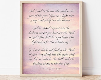 The Gate of the Year Poem Quote Framed Print: God Knows by Minnie Louise Haskins, New Year's poetry gift