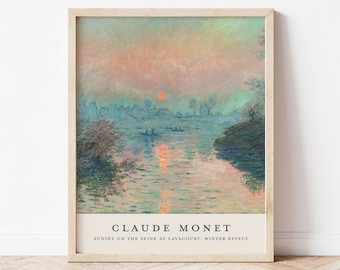 Monet Print Sunset on the Seine at Lavacourt Winter Effect Claude Monet Wall Art impressionist painting exhibition poster Monet Gallery Wall