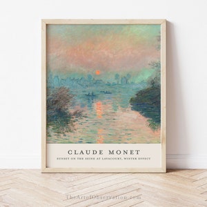 Monet Print Sunset on the Seine at Lavacourt Winter Effect Claude Monet Wall Art impressionist painting exhibition poster Monet Gallery Wall