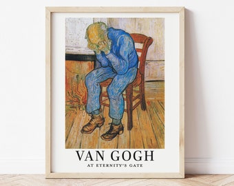 Van Gogh wall art print of sad portrait painting, At Eternity's Gate