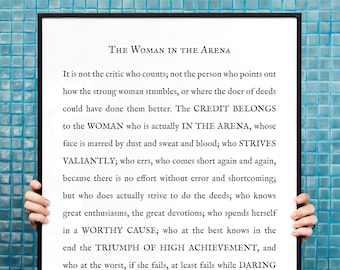 Strong Women Gift Quote Framed Print Woman in the Arena Wall Art Encouragement gift for mom room decor Divorce gift women Single mom gift