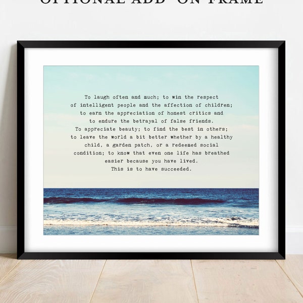 To laugh often and much wall art print Quote about life ocean photo print meaningful quote ocean art Beach house decor quote about success