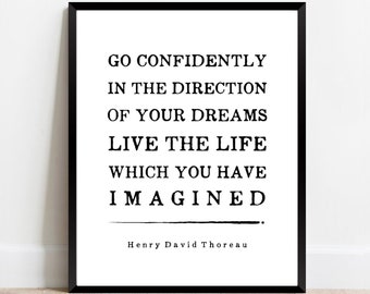 Henry David Thoreau quote print framed Go confidently in direction of dreams Walden Follow your dream Graduation gift for him Thoreau print