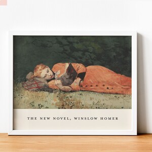 Winslow Homer wall art print Woman reading a book print bibliophile decor librarian gift The New Novel painting exhibition poster Book gifts