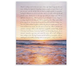Death is nothing at all quote wall art print Loss of loved one sympathy gift Quote about Heaven bereavement gift ocean wall art quote print
