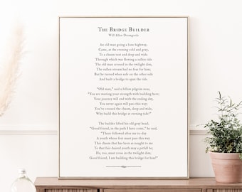 Mentor Gift wall art print Personalized Professor gift for women and men The Bridge Builder Poetry Art Print Teacher Thank You Present