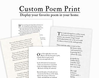 Custom Poem Print, personalized gift for her, literary gifts