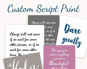 Custom calligraphy font print, personalized gift