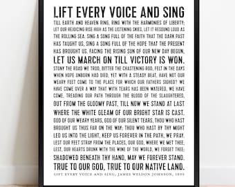 Lift Every Voice and Sing Art Print framed Black National Anthem Lyrics on canvas