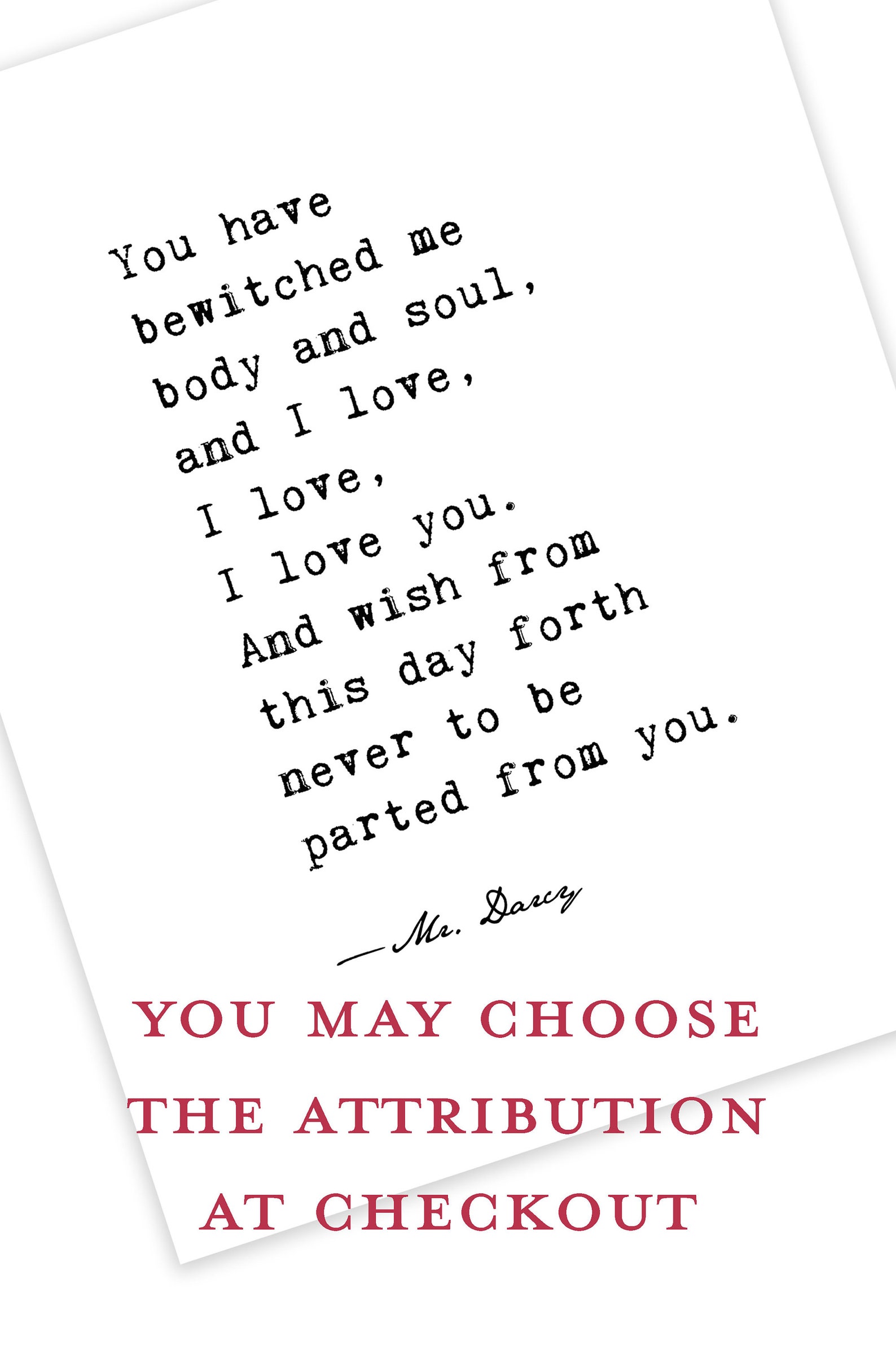 Pride and Prejudice Wall Art Quote Print Mr Darcy Proposal Etsy